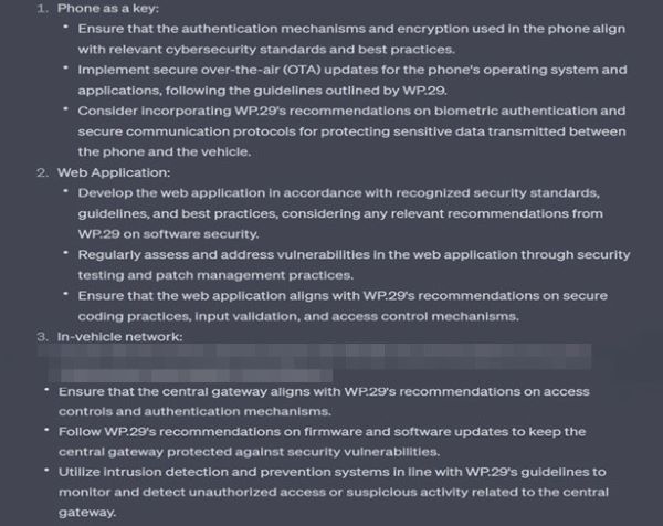 Figure 4. WP.29 mitigation examples based on a GPT model's analysis results    